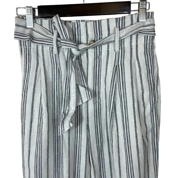 Madewell Baltic Stripe Linen Cotton Blend Paperbag Pants - Picture 3 of 13